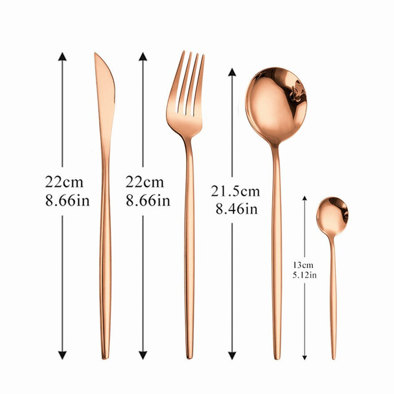 Cutlery Set Rose Gold Dinnerware Set 18/10 Stainless Steel Knife Fork Spoon  Kitchen Tableware Set Flatware Wholesale Cutlery