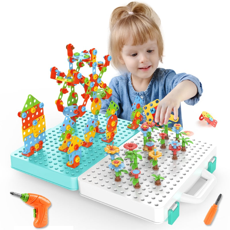 Kinder Bohrer Schraube Mutter Puzzles Spielzeug Pretend Play Tool Bohrer Demontage Montage Kinder Bohrer 3D Puzzle Spielzeug für Jungen