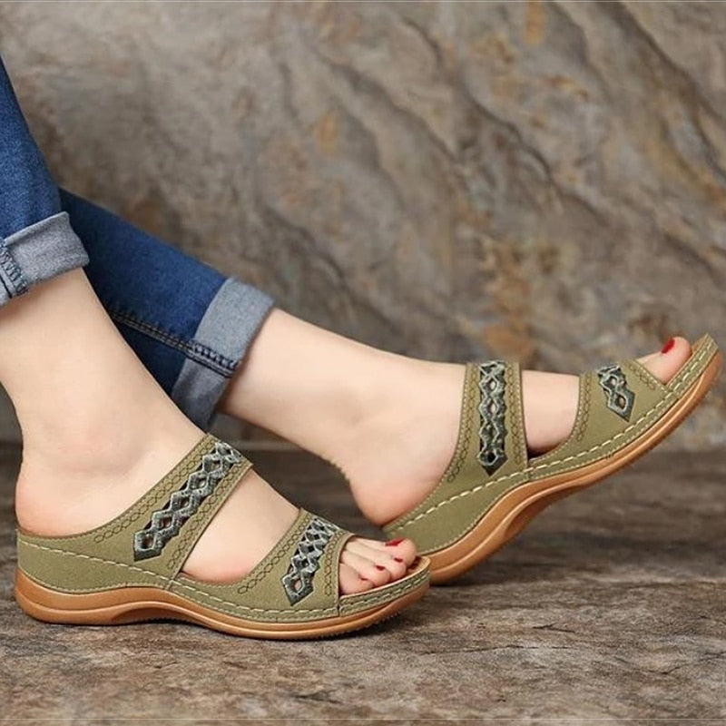 Sandalias de mujer, zapatos de cuña a la moda para mujer, zapatillas, zapatos de verano con tacones, sandalias, chanclas, zapatos casuales de playa para mujer