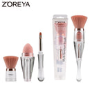 Zoreya Reise 3-in-1 Make-up Weicher Mehrzweck-Tragbarer Make-up-Pinsel Abgewinkelter Schwamm Augenbrauen Lidschatten Puder Schminkpinsel Kosmetik