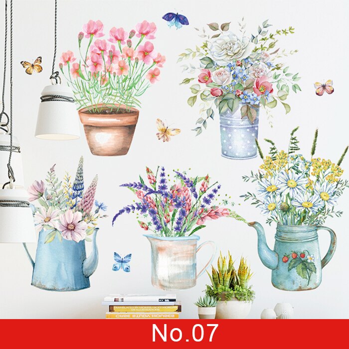 24 styles Plants Series Wall Stickers for Living room Bedroom Green Leaves Removable Wall Decals Vinyl DIY Eco-friendly Murals