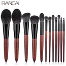 RANCAI 12pcs High Quality Makeup Brushes Set Foundation Powder Blush Eyeshadow Sponge Brush Soft Wool Fiber Hair Cosmetic Tools