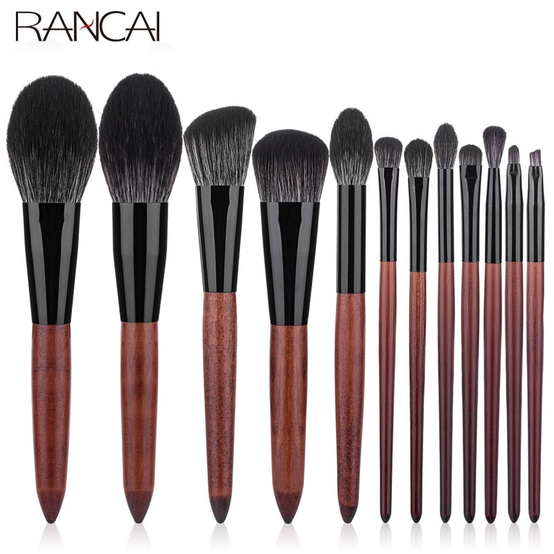 RANCAI 12-teiliges hochwertiges Make-up-Pinsel-Set, Foundation-Puder, Rouge, Lidschatten, Schwammpinsel, weiche Wollfaser, Haarkosmetik-Werkzeuge