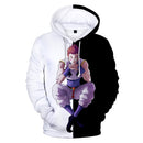 The Newest 3D Hisoka Hoodies Sweatshirts Men Women Hoodie Fashion Autumn 3D Comic Hisoka Boys Girls Black+White Pullovers
