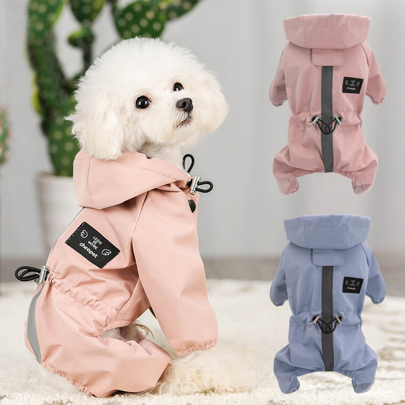 Reflektierender Regenmantel für Hunde, wasserdichte Hundekleidung, Jacke, Welpen, Chihuahua, Overall, Kostüm, kleine, mittelgroße Hunde, Regenmantel mit Kapuze