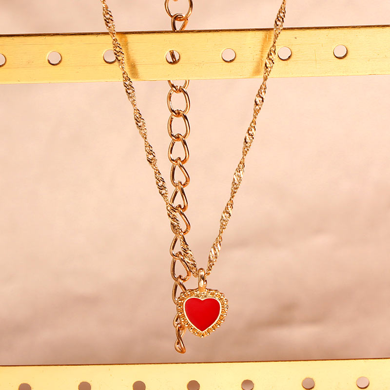 Flatfoosie Fashion Charm Heart-shaped Pendant Necklace For Women Gold Color Twisted Chain Necklace Jewelry Friendship Gifts