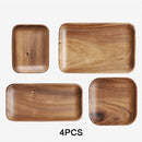 Japanese Acacia Solid Wood Tray Dinner Plate Disc Coffee Tea Tray Fruit Bread Food Dessert Breakfast Plate Square Rectangle