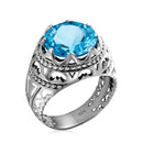 Szjinao Pure 925 Sterling Silver 13*13mm Round Big Sapphire Rings For Men Gemstone Male Punk Vintage Jewellery Dropship Supplier