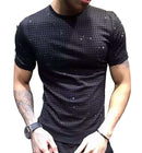 Heißes Bohrer-T-Shirt im europäischen Stil für Frühjahr und Sommer, Kurzarm, hochwertiges Herren-Schwerindustrie-T-Shirt