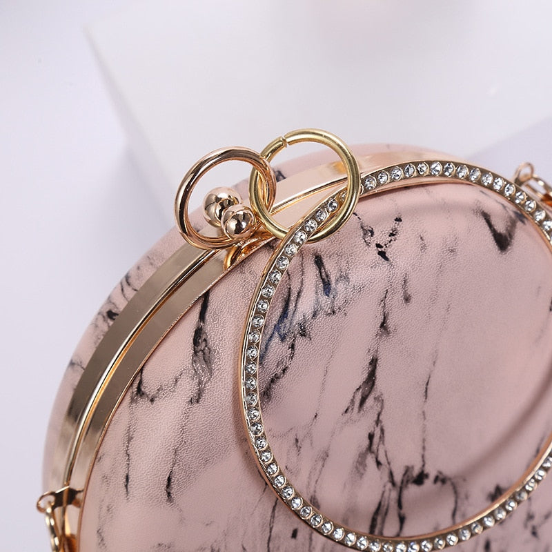 2022 Women handmade round designer evening bag simple PU leather handbag female Clutches Chain Shoulder Bags M1141