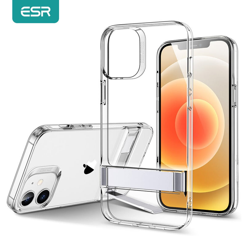 ESR for iPhone 12Pro Max Case Transparent Metal Kickstand for iPhone 13 Pro Max Clear Case for iPhone 12  Shockproof Funda Coque