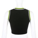 Sweetown Argyle Plaid Knitted Tank Top Female Streetwear Preppy Style New Clothes Stripe VNeck Cropped Knitwear 90s Sweater Vest