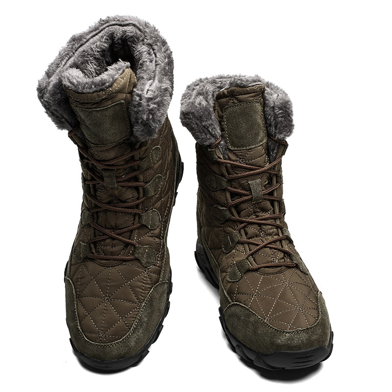 Botas de nieve para hombre de alta ayuda para invierno, botas impermeables para hombre, botas cálidas de felpa gruesa de piel para hombre, botines para hombre, talla grande 38-48