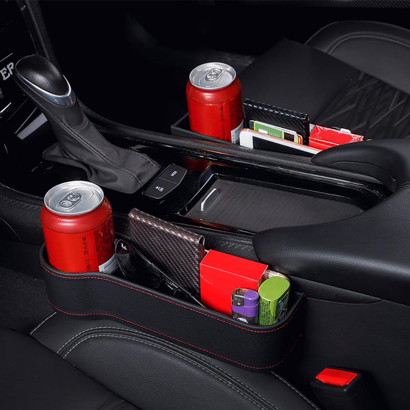 Caja de almacenamiento para espacio de asiento de coche, organizador de bolsillo de cuero PU, soporte para botellas de teléfono, accesorios multifuncionales para coche