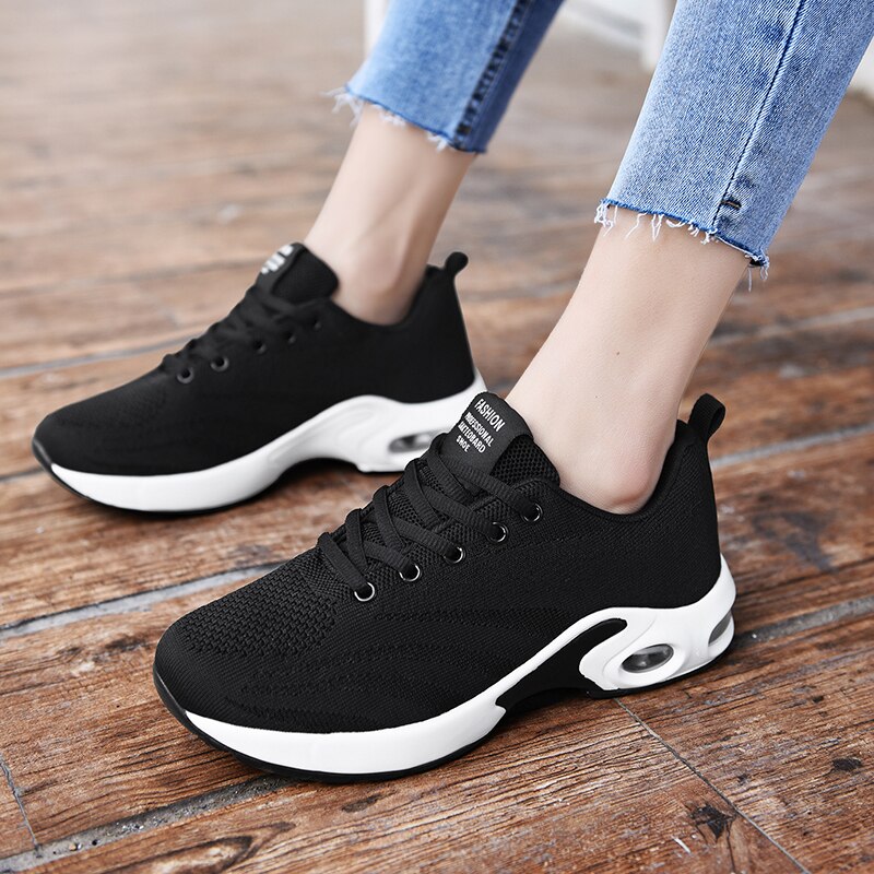 Zapatillas de deporte de moda para mujer, zapatillas transpirables de malla con cojín de aire para Fitness, zapatos para correr al aire libre, zapatos planos informales antideslizantes con amortiguación para mujer, novedad