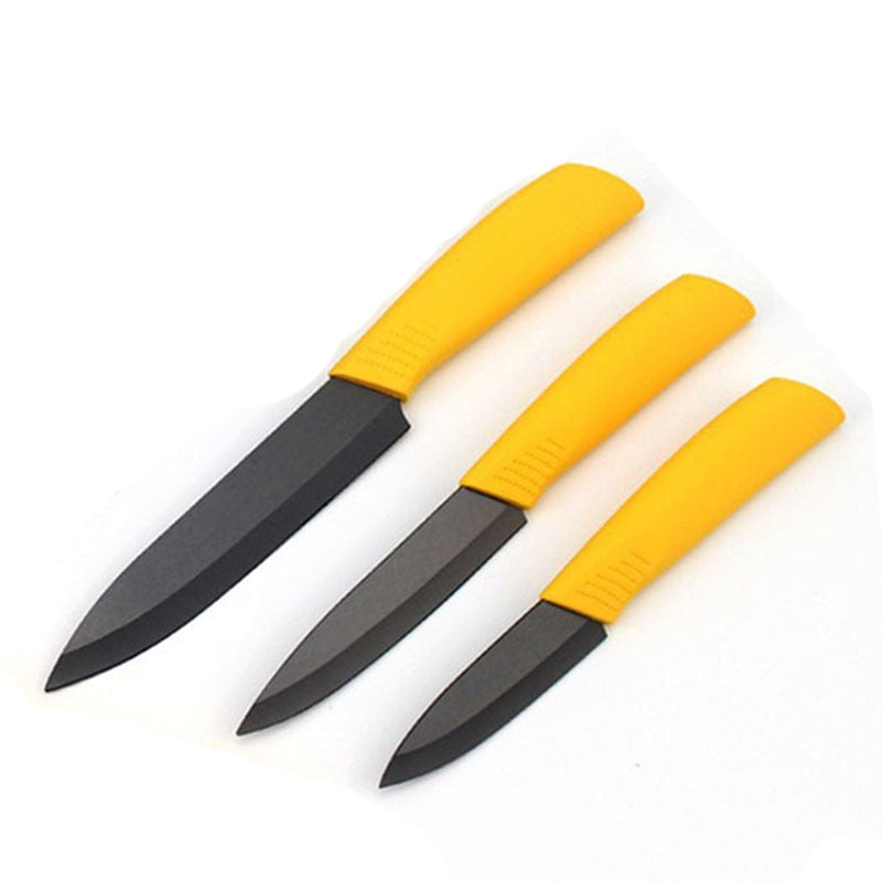 3 pcs Kitchen Ceramic Knives 3 4 5 inch sharp Black Blade Knives Set Peeler Zirconia Fruit Chef Knife Cooking Tool