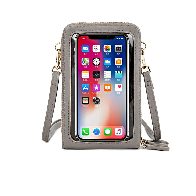 HEISSE transparente berührbare Handy-Taschen-Frauen-Umhängetasche Pu-Leder-Damen-Crossbody-Beutel-weibliche kleine Handtaschen-Geldbörse