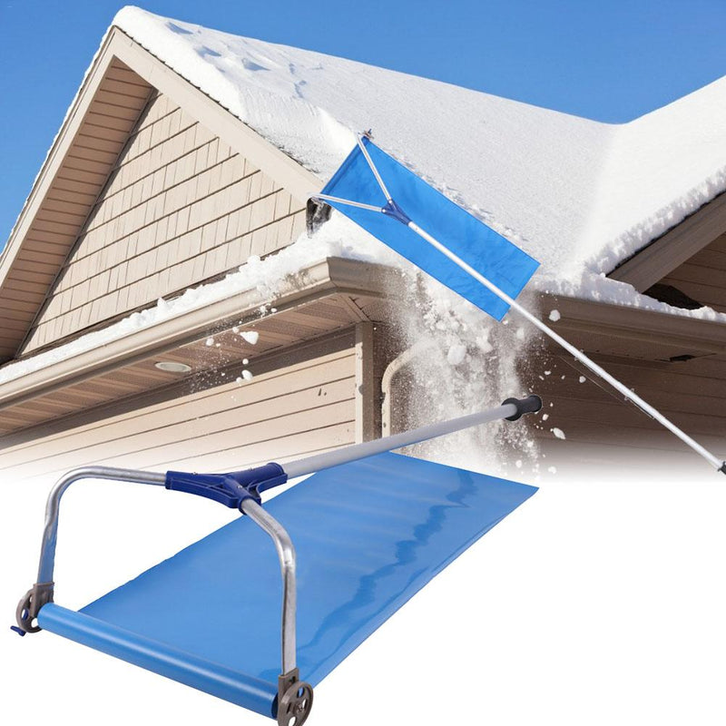 Rastrillo de nieve para techo de 193-640cm, sistema telescópico de eliminación de nieve de 30 grados, rastrillo de techo de barra antideslizante ajustable para quitar nieve