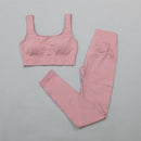 Seamless Yoga Suit Sports Set Gym Clothes Fitness Women Long Sleeve Crop Top High Waist Leggings Ribbed Workout Set Tracksuits