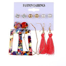 2020 Vintage Women Drop Earrings Set Bohemia Acrylic Tassel Pearl Alloy Long Pendant Earrings Geometric Jewelry Party Gift