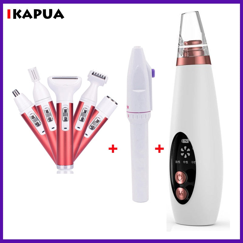 5 In 1 Women Hair Removal +Face Blackhead Remover + Electric Nail Drill Machine Lady Shaver Epilator Electric Trimmer Razor