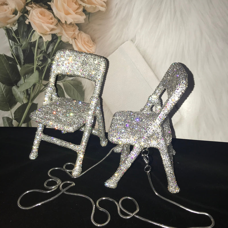 Bling Mini Chair Super Cute handmade Rhinestone Messenger Folding Chair for Personal Decor Desk Decor Home Accessories