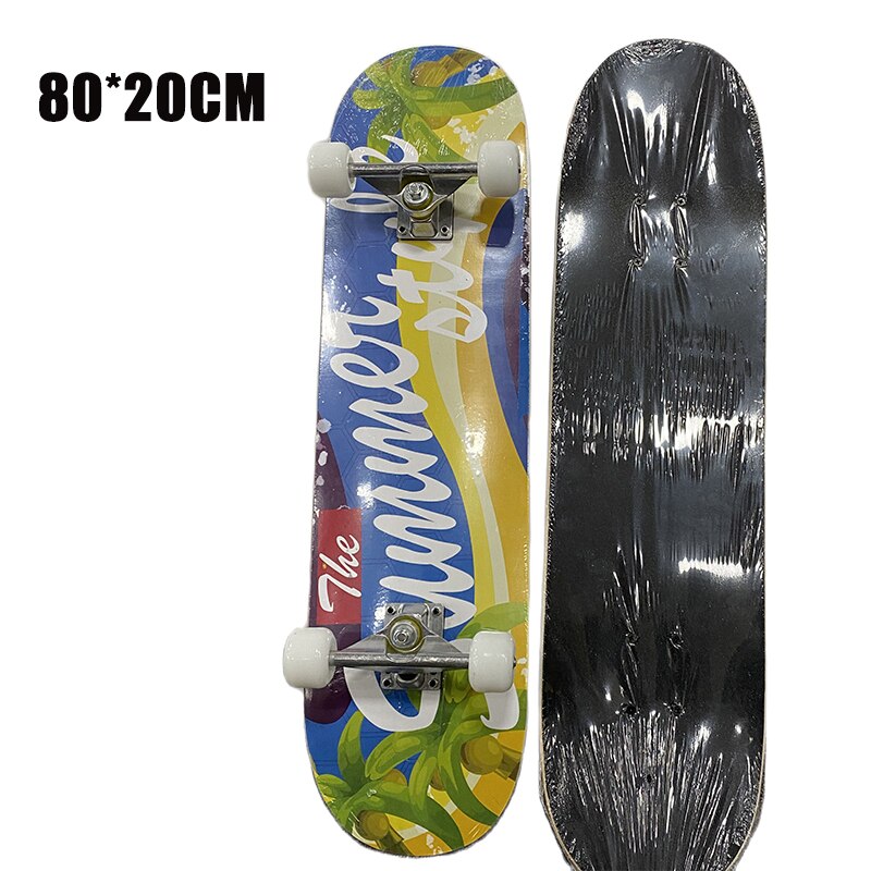 Jusenda Skateboard Double Rocker 80cm Jungen Mädchen Mini Longboard Komplett Teenager Skateboard Ahorn Deck mit Kugellager Räder