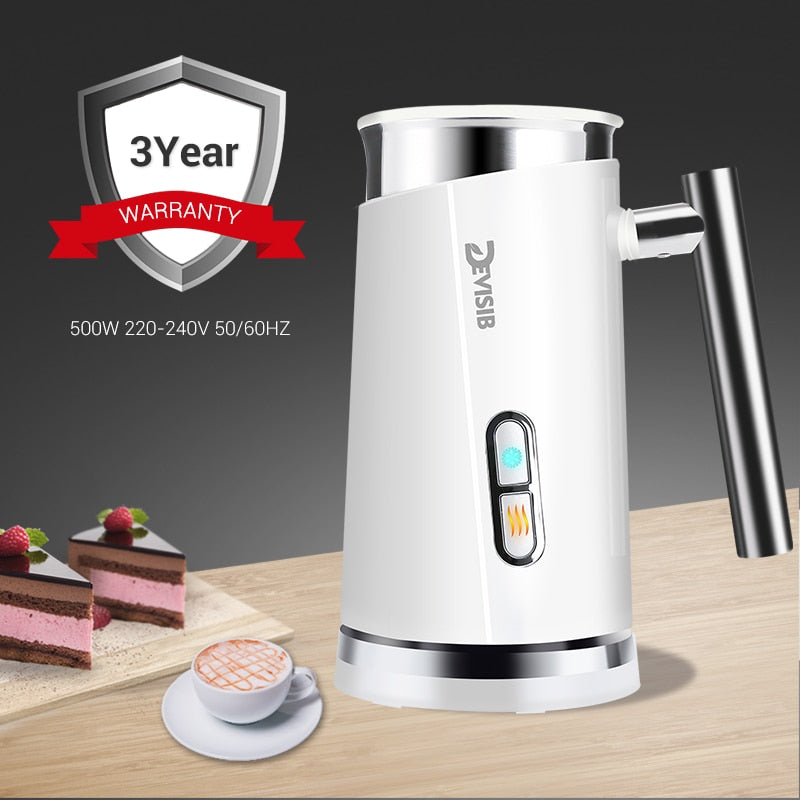 DEVISIB Automatischer Milchaufschäumer elektrisch heiß und kalt für die Zubereitung von Latte Cappuccino Kaffee Aufschäumer Küchengeräte 220 V