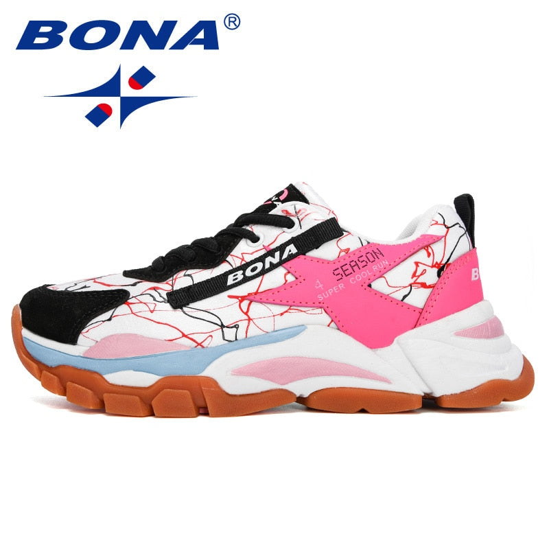 BONA 2020 Neue Designer Mesh Atmungsaktive Laufschuhe Frauen Outdoor Wanderschuhe Frau Mode Turnschuhe Damen Jogging Schuhe