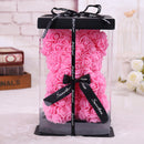 Oso de peluche Diy de 25x16 Cm con caja, flor Artificial de PE, Día de San Valentín para novia, mujer, esposa, regalo de fiesta de Navidad