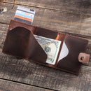 Cartera personalizada para tarjetas de contacto para hombre, tarjeteros de negocios, minicarteras de cuero Crazy Horse para hombre, monedero con caja de aluminio Rfid
