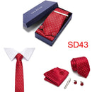 Gift Box 38 styles Tie Set Hanky Cufflinks With Gift Box Jacquard Woven Neckties Set For Men Wedding Party Lots of  accessories