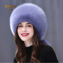 Winter Real Fox Fur Hats For Women Winter Stylish Russian Thick Warm Beanie woman Hat Natural Fluffy Fur Caps With Tail