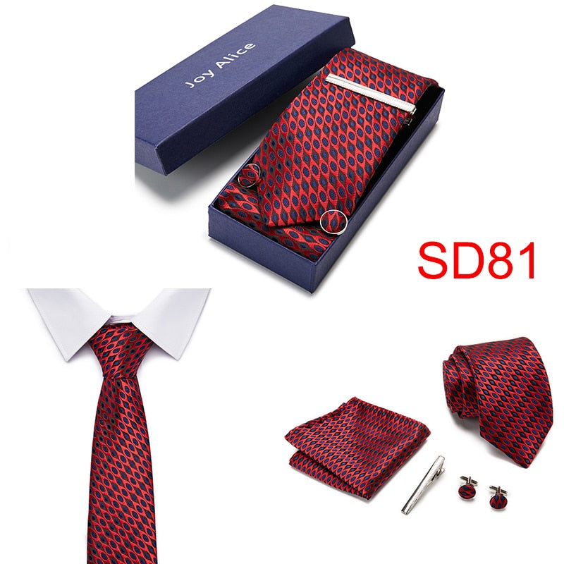 Gift Box 38 styles Tie Set Hanky Cufflinks With Gift Box Jacquard Woven Neckties Set For Men Wedding Party Lots of  accessories