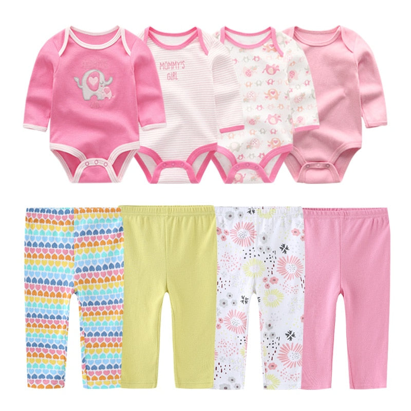 2022 Cotton Baby Girl Clothes Bodysuits+Pants Baby Sets Newborn Clothing Sets Autumn Winter Baby Boy Clothes Roupa de bebe