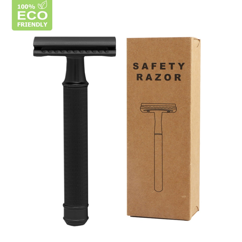 HAWARD Black Razor Metal Double Edge Safety Razor For Men Reusable Manual Shaving Razor With 20 Blades Plastic Free&amp;Zero Waste