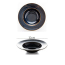 Single Dim Deep Blue Color Ceramic Tableware European Retro Glazed Dinnerware Pottery Porcelain Dish Plate Household Rice Dish