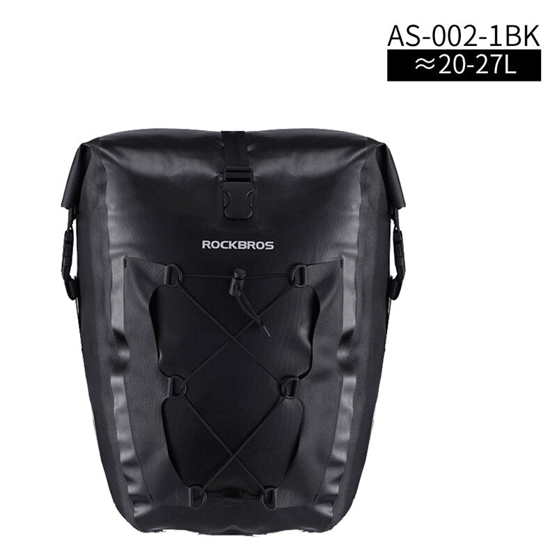 ROCKBROS-bolsa para bicicleta de ciclismo, resistente al agua, bolsa trasera para bicicleta, asiento trasero, bolsas para maletero, alforja, 27L, cesta grande, accesorios para bicicleta MTB