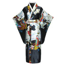 Onesize Female Japanese Kimono Bathrobe Gown V-neck Satin Evening Party Prom Gown Vintage Cosplay Costume Full Sleeve Gown