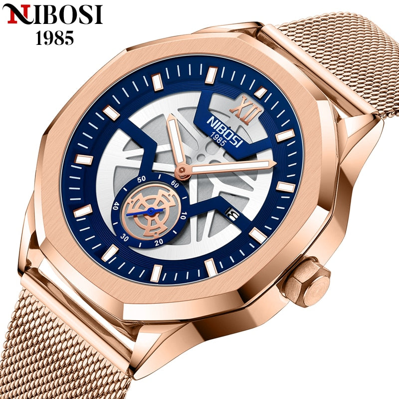 NIBOSI 2022 Herrenuhren Luxusmarke Mode Skeleton Quarzuhr Männer Sport Armbanduhr Wasserdichte Uhr Männlich Relogio Masculino