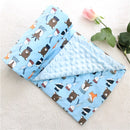 2 layers Dotty Cartoon Animals Coral Fleece Thermal Baby Blanket,Kids Rug for all Seasons , Newborn Traveling Stroller Blanket