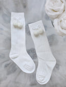 6 Colors.Unisex Children Cherry Hair Ball Knee High Socks.Baby Toddler In Tube Socks For Girls Boys.Kid Cherry Knitted Sock 2-6Y