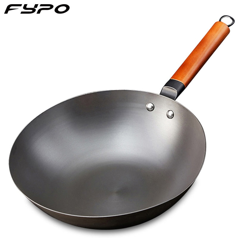 Wok de hierro tradicional chino hecho a mano, sartén antiadherente, cocina de Gas y de inducción sin recubrimiento, utensilios de cocina, sartenes