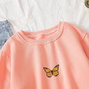 Sudaderas de algodón Retro literarias de invierno para mujer, sudaderas con capucha de moda Harajuku, Sudadera con capucha de mariposa con cuello redondo, ropa de calle de manga larga