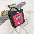 Fashion Personality Laser Sequin Embroidery Letter Oil Pot Bag Creativity Funny Chain Shoulder Bag Women Cute Messenger Bag