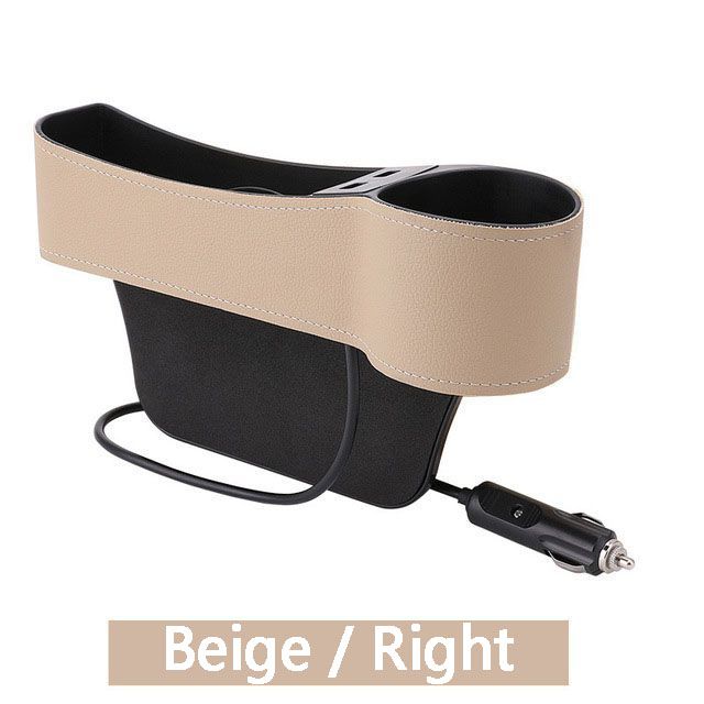 Auto Autositz Gap Organizer PU Leder Aufbewahrungsbox Getränkehalter Autositz Seitenschlitz Tasche Aufbewahrungstasche mit zwei USB-Ladeanschlüssen