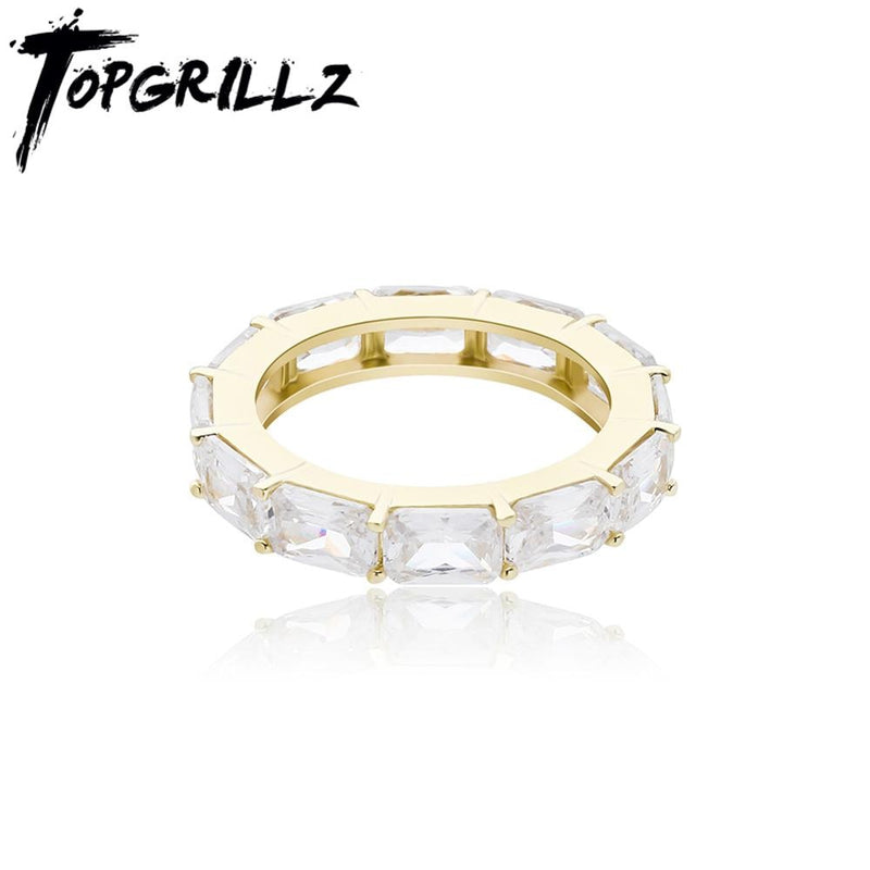 TOPGRILLZ 2020 New Square Zircon Rings High Quality Copper Jewelry Iced Out Rings Hip Hop Fashion Personality Jewelry For Gift