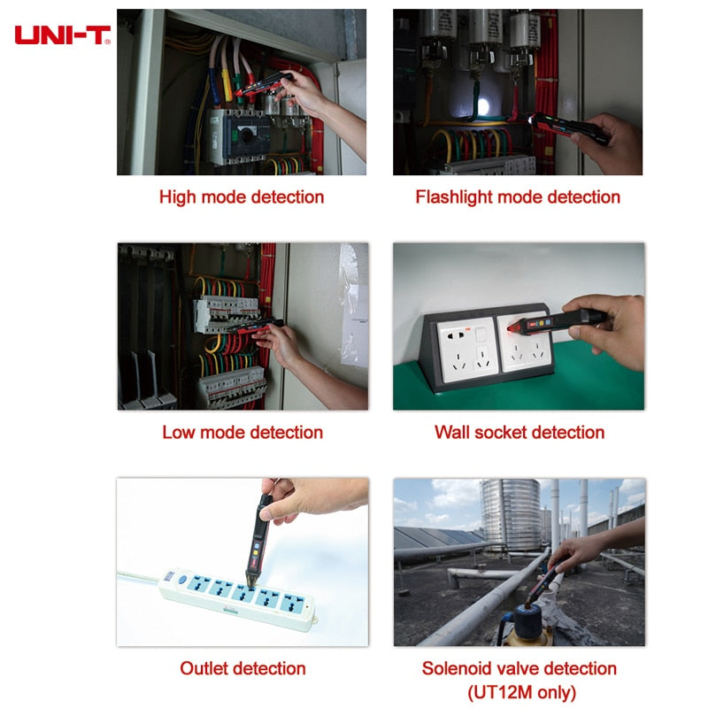 UNI-T  Socket Wall AC Voltage Detector Indicator 24V-1000V Non Contact Volt Current Electric Sensor Test Pen UT12E UT12M