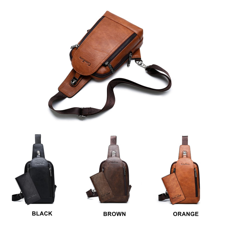 Celinv Koilm, bolso cruzado para hombre, bolso de pecho diario de gran tamaño, mochila de cuero dividido de gran capacidad de alta calidad, bolso bandolera para iPad