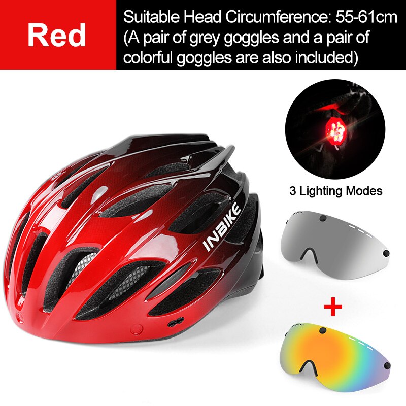 Casco de bicicleta ligero INBIKE, sombrero seguro para hombres y mujeres, casco de bicicleta MTB ultraligero con luz trasera, casco deportivo para montar en bicicleta IH19301